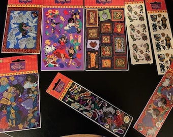 1996 Sandylion Disney Hunchback Stickers  Choice of 8 designs Kromekote Prismatic. Esmeralda, Quasimodo, Gargoyles, Phoebus, Sealed New