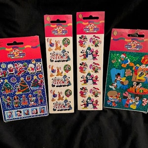 1995 Sandylion Mickey's Stuff for Kids Naklejki świąteczne 4 wzory: Wigilia Maxi, Boże Narodzenie Maxi, Radość świąteczna, Mickey Minnie Nowość