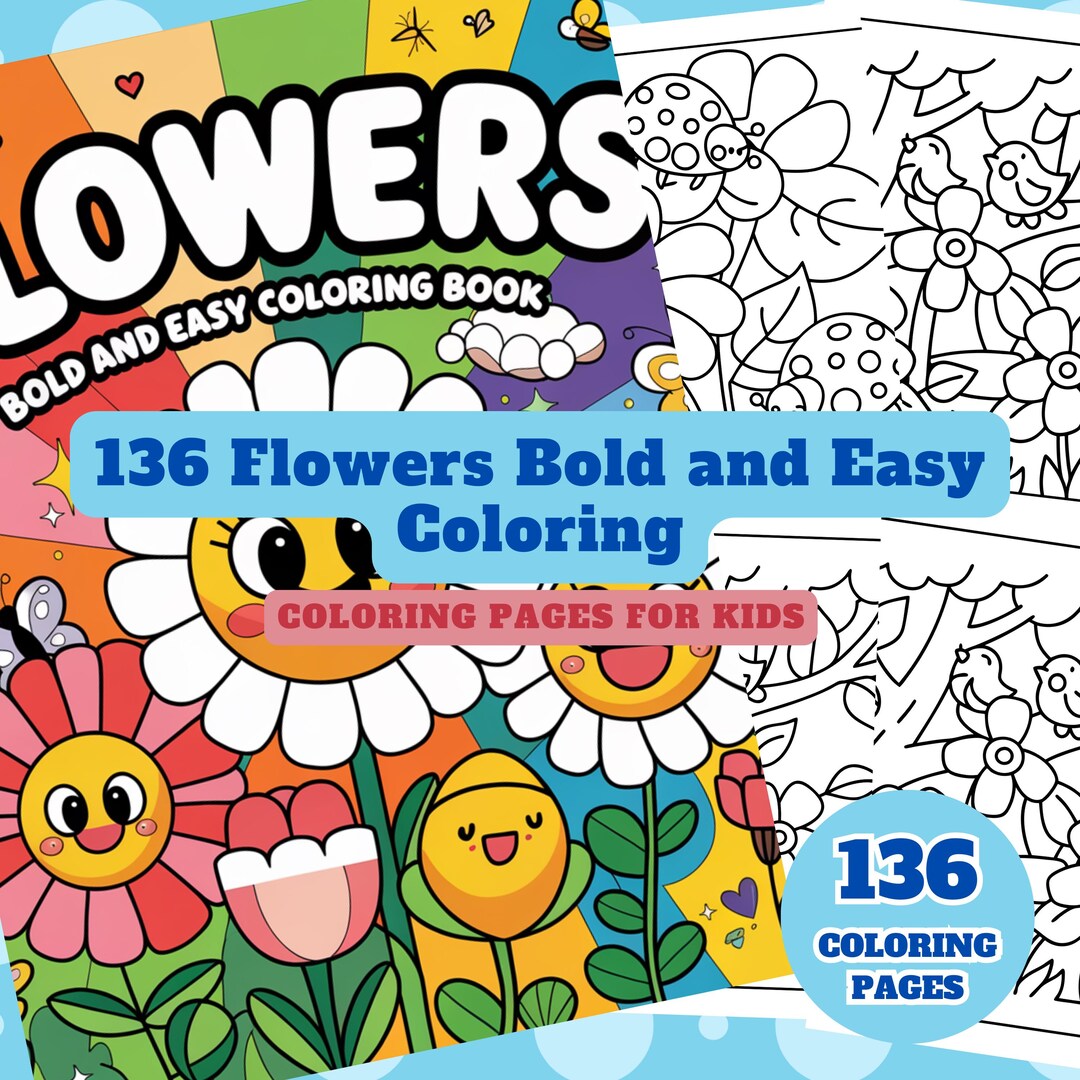 Flower Coloring Book for Kids | Bold and Easy Spring Garden Pages ...