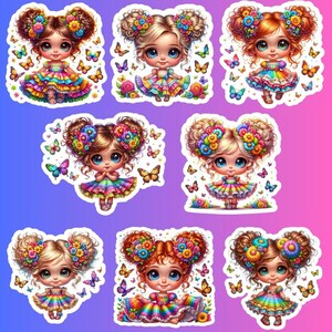 Chibi Butterfly Girls - Ensemble d'autocollants
