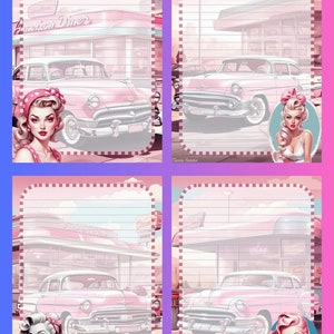 Roze Pin-Up Girls A5 schrijfpapier