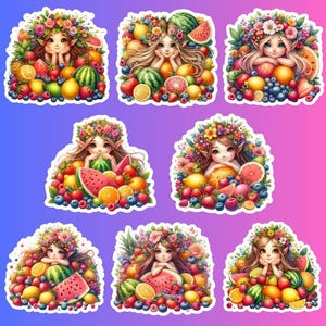 Elfi della frutta di Pascale - Set di adesivi