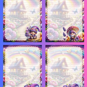 Gnomos violetas - Papel para escribir
