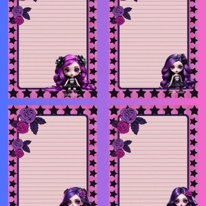 Purple Doll Girls A5 Writing Paper