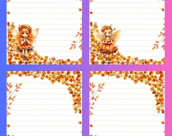 Cute Fall Fairy A5 Writing Paper