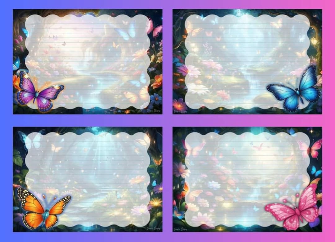 Butterflies A5 Writing Paper Etsy