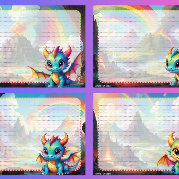 Rainbow Dragons A5 Writing Paper
