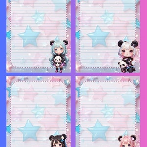 Cute Panda Girls Writing Paper