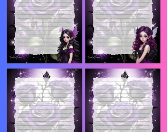 Purple Gothic Fairy A5 Writing Paper