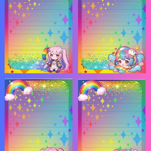 Rainbow Cutie Girls A5 Writing Paper