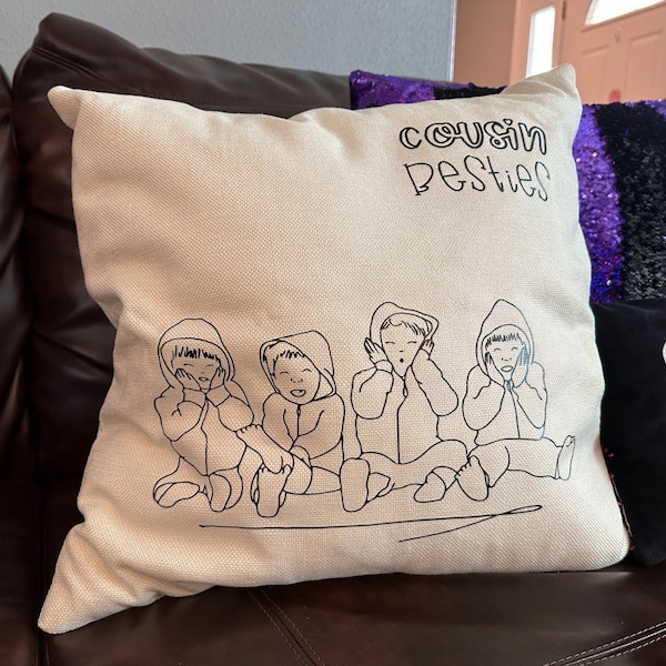 Custom Line Drawing Throw Pillow