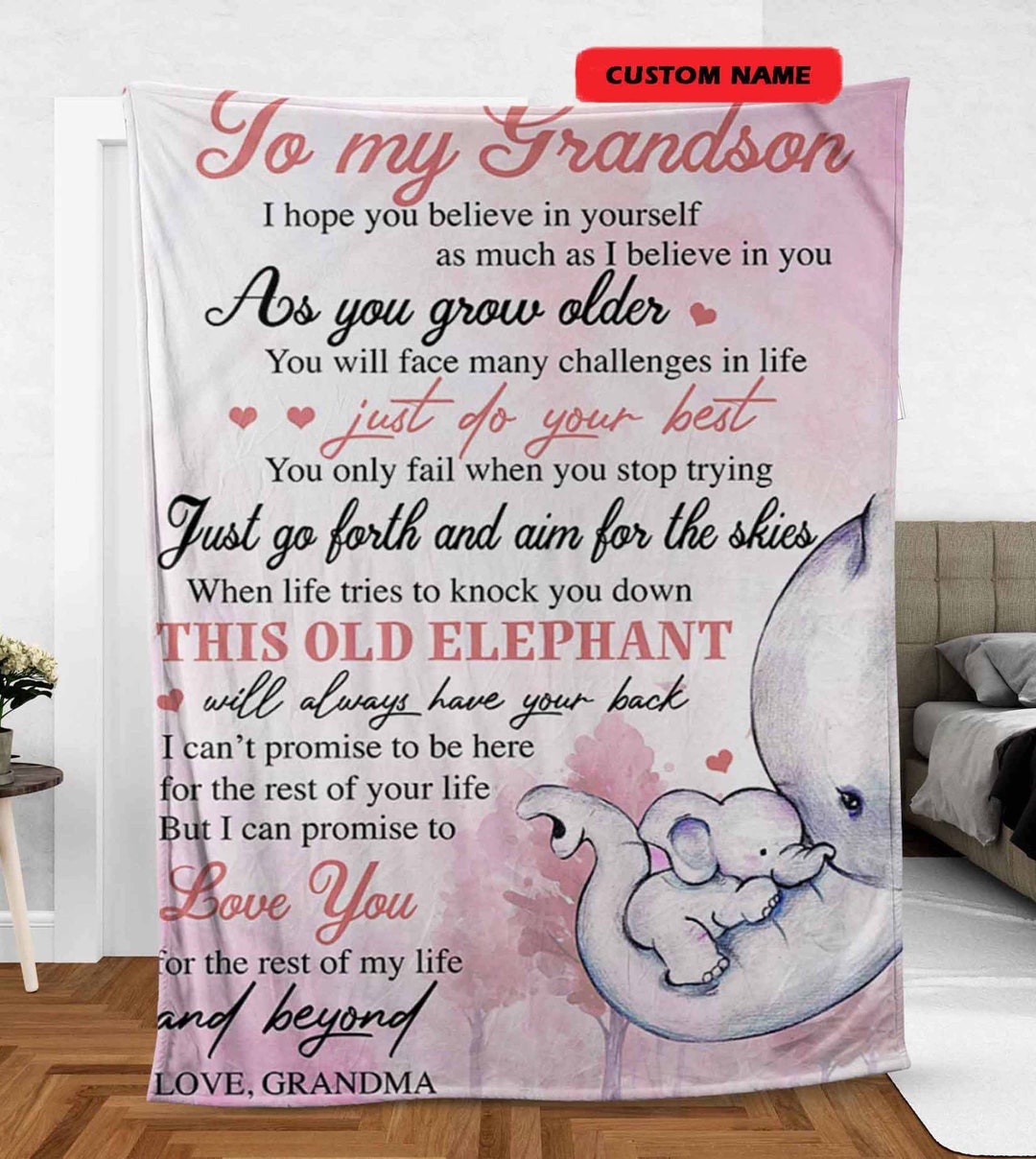 Personalized to My Grandson Fleece Sherpa Blanket Blanket Etsy