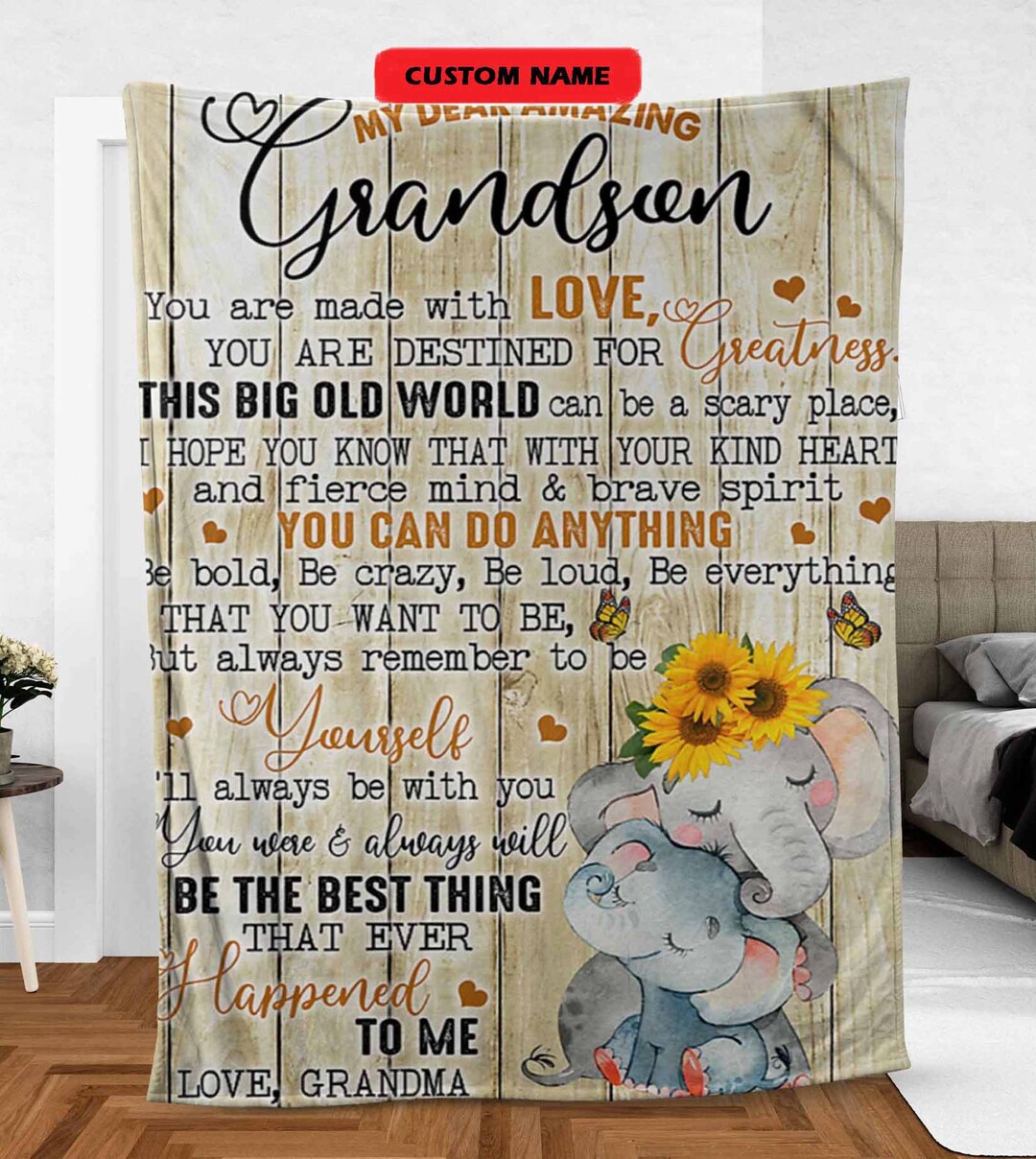 Personalized to My Grandson Fleece Sherpa Blanket Blanket Etsy