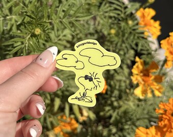Little Birdie Clouds Vinyl Sticker | Bird Nature Sticker | Waterproof