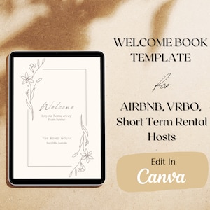 Airbnb/VRBO Vacation Rental Host Welcome Guest Book Template Editable on Canva