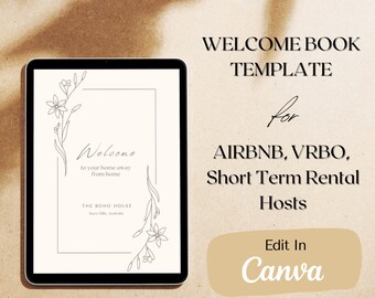 Airbnb/VRBO Vakantiewoning Gastheer Welkom Gastenboek Sjabloon Bewerkbaar op Canva