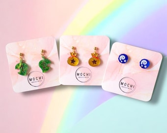 Cozy Village Earrings – Bell Bag, Leaf, or Fossil Acrylic Earrings| Cute Gamer Jewelry | Cottagecore Gift | Cute Earrings