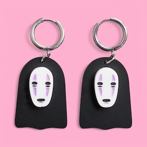 Spirit earrings, no face earrings, kaonashi earrings, anime earrings, cosplay earrings, kawaii earrings, kawaii gift, anime gifts
