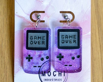 Retro Handheld Console Earrings – Laser Cut Acrylic Gamer Jewelry – 90s Nostalgia Gift for Her – Kawaii Geeky Earrings