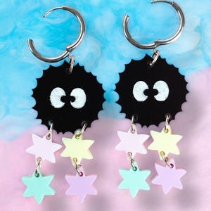 Susuwatari earring, soot earrings, dust bunny,  anime earrings, cosplay earrings, kawaii earrings, anime gifts, kawaii jewelry