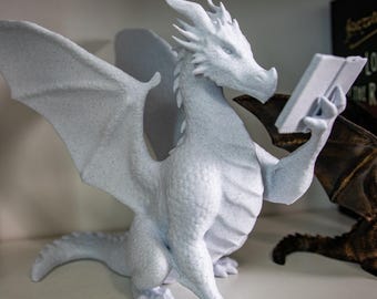 Book Dragon Statue | 3D Printed Fantasy Bookshelf Decor