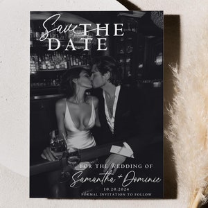 Save The Date Hochzeitsfoto einladen, Save The Date Vorlage Vorschlag, druckbare Hochzeitseinladung, ästhetischer trendiger moderner Kalender einfach