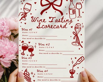 Wine Tasting Scorecard Set: Date Night Ideas, Wine Blind tasting Game, Wine Scoring Sheets, Wine Tasting Card