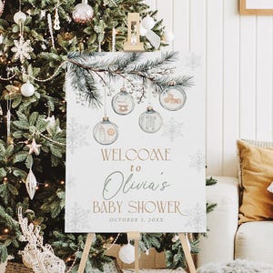 Christmas Baby Shower Welcome Sign, Merry Baby Shower 18x24, Winter Baby Shower, Winter Wonderland Baby Shower, Digital Aesthetic Holiday