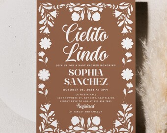 Cielito Lindo Baby Shower Invite, Cielito Lindo Baby Shower Set, Neutral Mexican Theme Invitation, Digital Invite, Tarro, Spanish