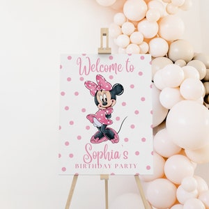 18X24 Minnie Birthday Welcome Sign, Minnie Birthday Decor, Minnie Birthday Theme, Girl Birthday Sign, Boho, Digital, Editable