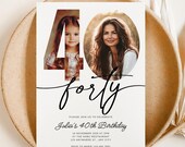 40th Birthday Invite, Look Who's 40, 40th Birthday Invitation with Photo, Simple 40th Invitation, forty Birthday, Invite for Man Woman