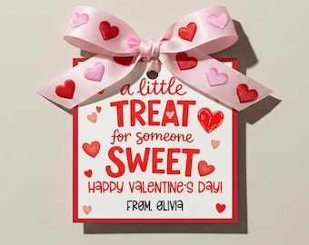 Printable Valentine's Day Tag, Sweet Treat Tag, Kids Valentine's Day, Classroom Teacher Gift Tag, Employee Gift, Editable Valentine Tags
