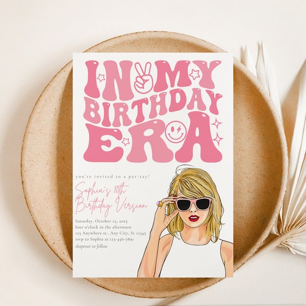 Self Editable Birthday Invitation, Digital Eras Party Decorations, Editable Birthday Party Invitation, In my Birthday Era, Eras Invite