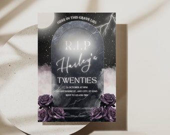 RIP to my 20s Invite, 30th Birthday Invitation, Grave, Spooky, Death to my Youth 30th Birthday, Death to my twenties invite, For Men Women