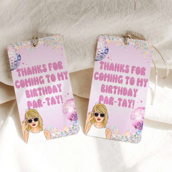 Printable Music Thank you Tags, In my Birthday Era, Eras Thank you Tags, Goodie Bag Tags birthday, Thank you tags, 2 x 3.5"