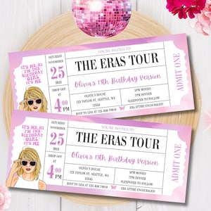 Surprise Music Ticket Stub, Birthday Invite, Concert Keepsake Memorabilia & Birthday Gift, Instant Download Eras Tour Party