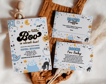 Un pequeño boo es casi debido paquete de baby shower, conjunto de baby shower de Halloween, una invitación de baby shower de Little Boo, paquete de baby shower para niños, fantasma