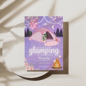 Glamping Party Invitation, Bonfire Party, Outdoor Camping Party, Camp Out Birthday, Tent Party, Glamping Invite, Glamping Birthday