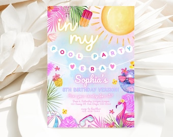 Self Editable Pool Party Invite, In my Pool Party Era, Eras Party Decorations, Beach Invite, Summer Birthday Invite, Pool Party Birthday