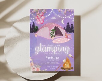 Glamping Party Invitation, Bonfire Party, Outdoor Camping Party, Camp Out Birthday, Tent Party, Glamping Invite, Glamping Birthday