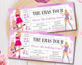 Surprise Music Tour Ticket Stub, Birthday Invite, Concert Keepsake Memorabilia & Birthday Gift, Instant Download Eras Tour Party