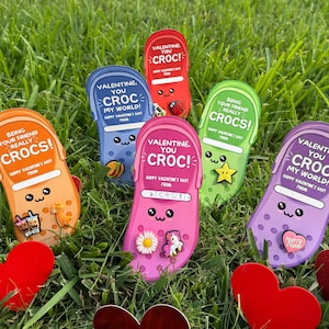 Schuh Charm Valentine zum Ausdrucken, Clog Schuh Kinder Valentine, Klassenzimmer Valentines, Schule Valentines Day, Instant Download Valentinstag Karten