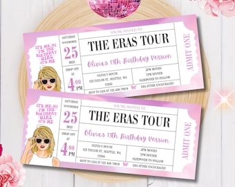 Surprise Music Ticket Stub, Birthday Invite, Concert Keepsake Memorabilia & Birthday Gift, Instant Download Eras Tour Party