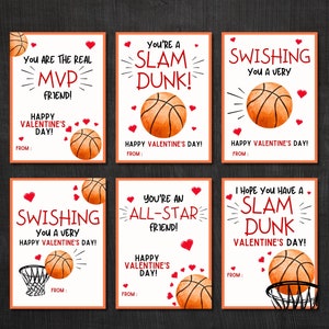 Basketball-Valentinstagskarten, All-Star-Valentinstagskarten, druckbare Valentinstagskarten für Kinder im Klassenzimmer, Valentinstag für Jungen