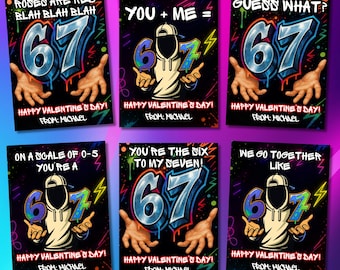 67 Slang Valentine Cards for Kids Editable | Funny Classroom Valentines | Six Seven Trend Valentine | Boys Girls Gen Z Alpha Valentine Cards