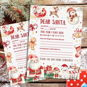 Brief an den Weihnachtsmann, Kinderbriefe an den Weihnachtsmann, Feiertagsdruckbarer Brief an den Weihnachtsmann, Kinderweihnachtswunschliste, lieber Weihnachtsbrief, Weihnachtswunschliste