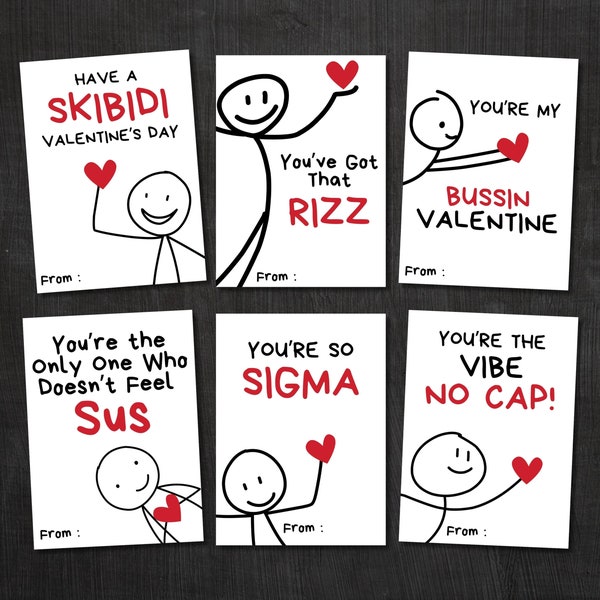 Slang Kids Valentine's Day Cards, Funny Printable Classroom Valentine, Teen Tween School Valentines, Boys Valentines, Funny Valentine Card