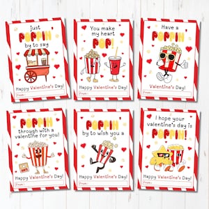 Popcorn Valentine&#39;s Day Cards for Kids, Kids Valentine Cards, Popcorn Valentine Tags, Printable School Valentine, Instant Download, Boy