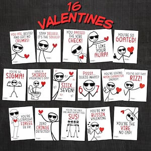 67 Slang Valentine Cards for Kids | Funny Classroom Valentines | Six Seven Trend Valentine | Boys Girls  Gen Z Alpha Valentine Cards