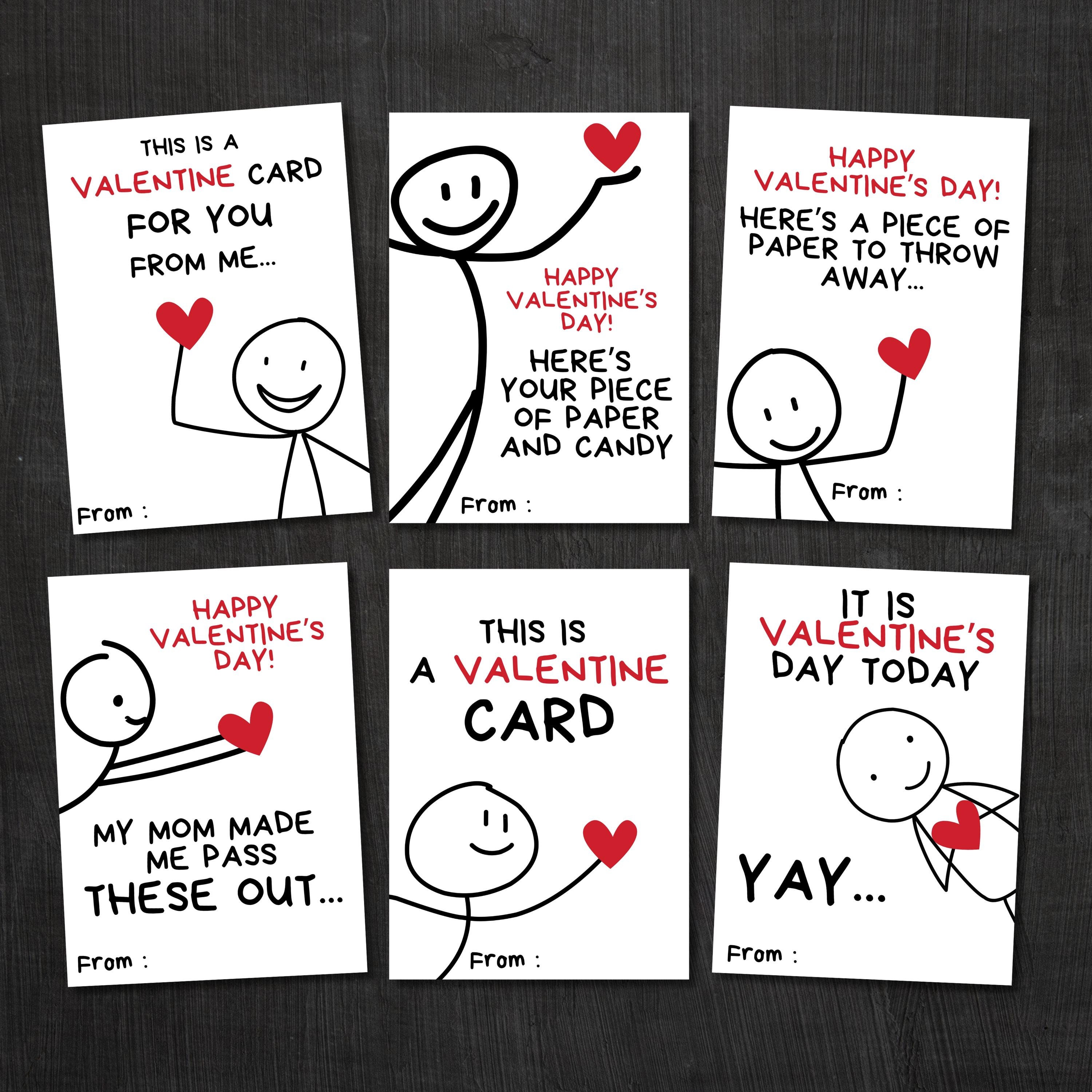 Printable Funny Kids Valentine's Day Cards, Boys Valentines, Stick ...